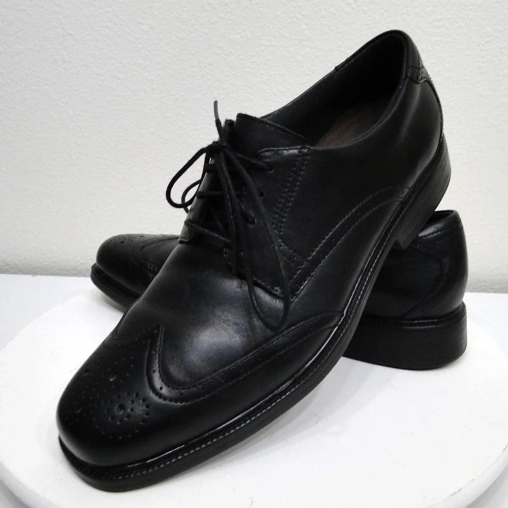 Bostonian Flexlite Mens Black‎ Leather Wingtip Oxford Dress Shoes 23214 Size 12M